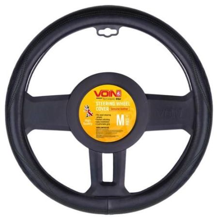 Чехол руля VLOD-L2170 BK M черн/БО/один шов/кожа фото