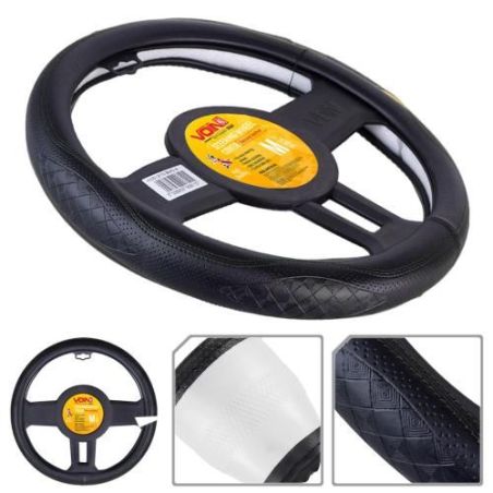 Чехол руля VLOD-L2170 BK M черн/БО/один шов/кожа фото