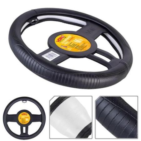 Чехол руля VLOD-L2171 BK M черн/БО/один шов/кожа фото