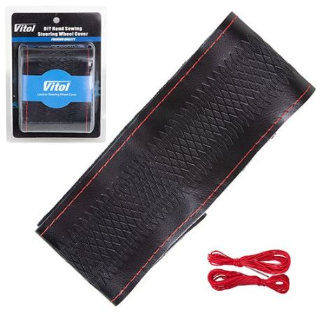 Чехол/оплетка на руль VLOD-SF029-1 M черная/обшиваемая/кожа/1 шов фото