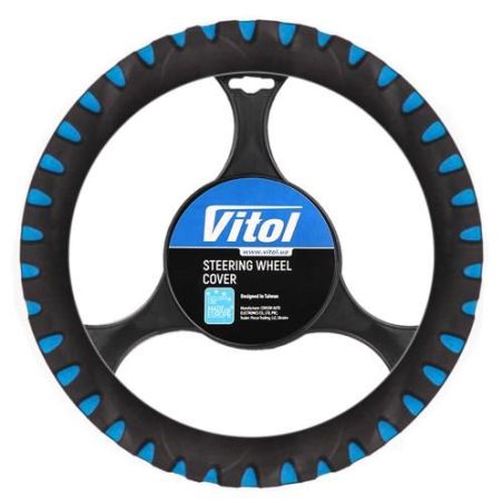 Чехол руля эластичный черный/синий (F 14024- F16 BL) фото