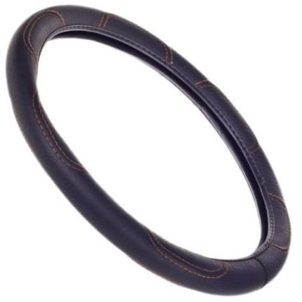 Чехол руля черный с коричневой ниткой (16113XXL) фото