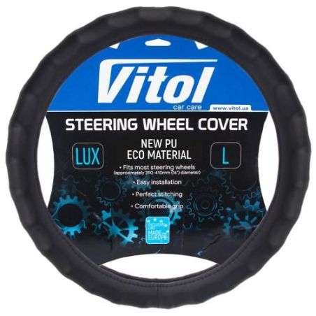 Чехол руля черный дин шов (VLOD-NPU06 BK M) фото