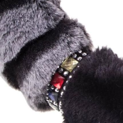 Чехол руля черный/серый мех (VLOD-F95 BK/GY М) фото