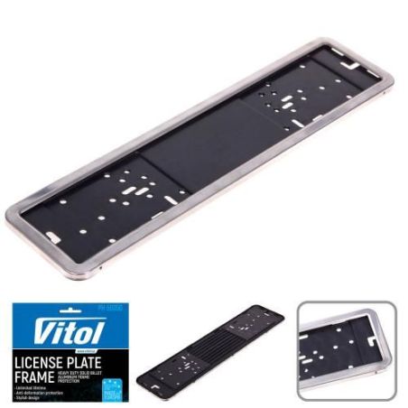 Рамка номера нержавейка хром Vitol РН-50050 фото