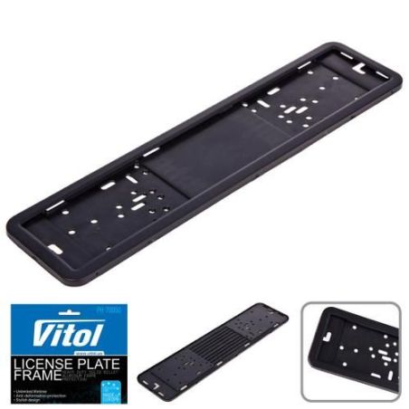 Рамка номера нержавейка чёрная Vitol РН-70050 фото