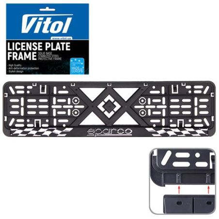 Рамка номера пластик SR с хромированной рельефной надписью SPARCO (РН-VCH-15650) фото