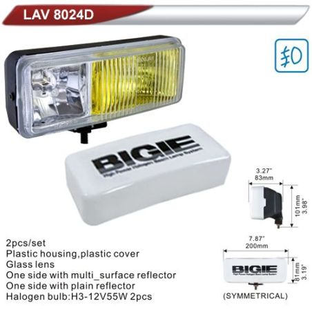Фара дополнительная DLAA 8024D-W/BIGIE/2хH3-12V/200*81mm/крышка (LAV 8024D-W) фото