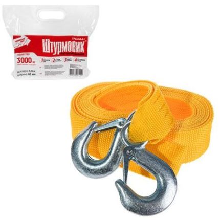 Трос буксировочный Штурмовик 3 тонны 4 метра (крюк-крюк) фото