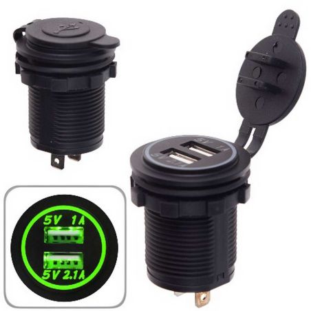 Встараиваемая usb-зарядка для телефона - 2хUSB new 3,1 А 12-24в фото