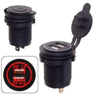 Встараиваемая usb-зарядка для телефона - 2хUSB new 3,1 А 12-24в фото