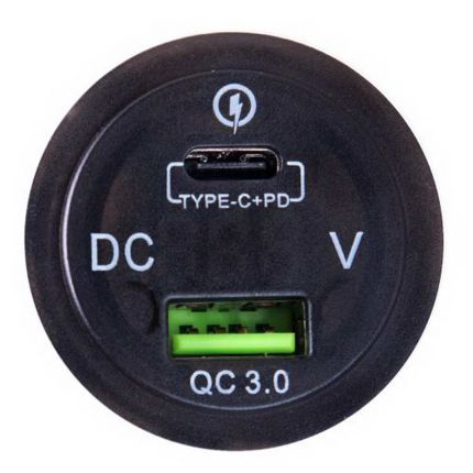 USB зарядка в авто врезная с вольтметром 5-12V 3.0A + TYPE-C+PD 12-24V фото