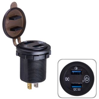 Вольтметр в автомобіль (врізний 2 USB 5V2.1A 5V2.1A 12-24V з вимикачем) фото