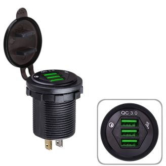 USB зарядка в авто врезная 3 USB 5V2.1A  5V1A 12-24V QC 3.0 фото