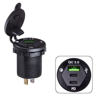 USB зарядка в авто врізна USB 5-12V 3.0A 2 TYPE-C PD 12-24V фото