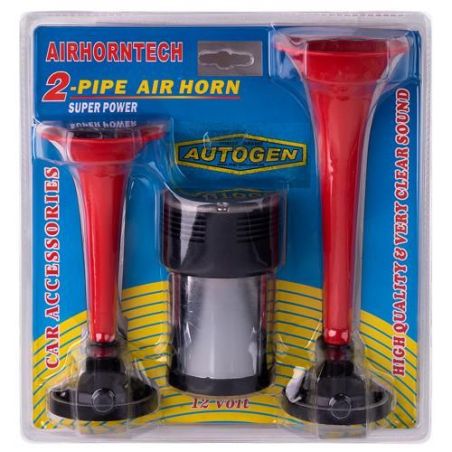 Сигнал воздушный SL-A1014 2 дудки пластик красные 12V (SL-A1014R) фото