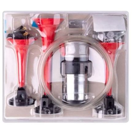 Сигнал повітрянийний SL-A1015 3 дудки пластик червоні 12V (SL-A1015R) фото