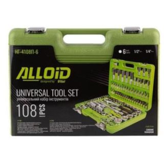 Универсальный набор инструмента Alloid НГ-4108П-6 (1/4" & 1/2", 108 предметов) фото 2
