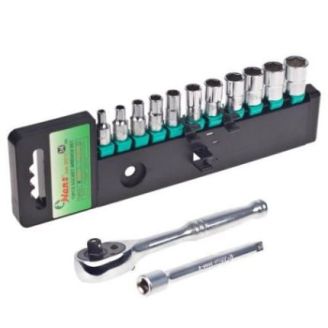 Набор головок HANS (1/4", 4-14 мм, 6 гран., 13 предметов) 26213 фото