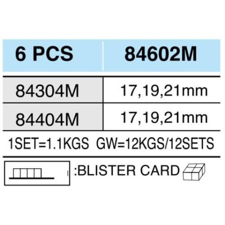 Набір головок HANS (ударні, 1/2" DR 6 предметів, тонка стінка) 84602М фото
