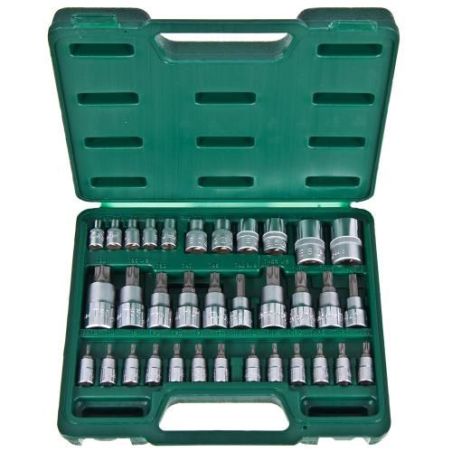 Набір головок HANS (1/2", 3/8", 1/4" внутрішній і зовнішній ТОRX, 34 предмети) 9634Т фото