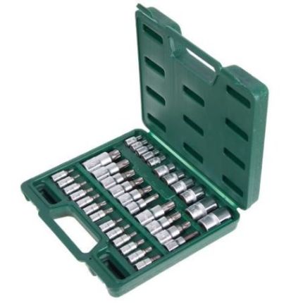 Набір головок HANS (1/2", 3/8", 1/4" внутрішній і зовнішній ТОRX, 34 предмети) 9634Т фото