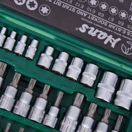 Набір головок HANS (1/2", 3/8", 1/4" внутрішній і зовнішній ТОRX, 34 предмети) 9634Т фото