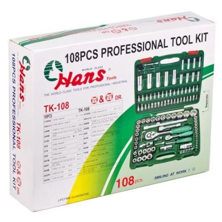 Набір головок HANS (1/4" DR 4-14 мм і 1/2" DR 10-32 мм, 108 предметів, 6 гран.) TK-108 фото