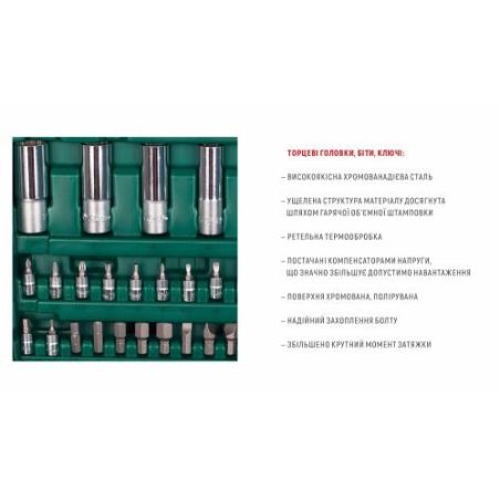 Набір головок HANS (1/4" DR 4-14 мм і 1/2" DR 10-32 мм, 108 предметів, 12 гран.) TK-108 R2 фото