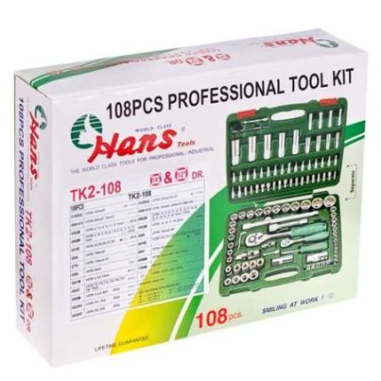 Набір головок HANS (1/4" DR 4-14 мм і 1/2" DR 10-32 мм, 108 предметів, 12 гран.) TK-108 R2 фото