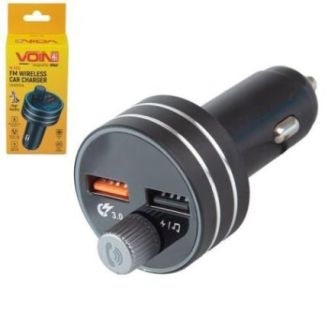 ФМ модулятор (12-24V 2 USB 3,1A, Bluetooth 5.0 Hands-free, ambient light) VOIN W-3301 фото