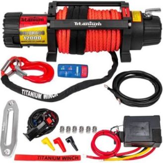 Автомобільна лебідка 12в Titanium Colorado 12000lbs / 5443кг із синтетичним тросом фото