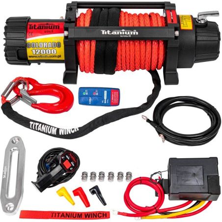 Автомобильная лебедка 12в Titanium Colorado 12000lbs / 5443кг с синтетическим тросом фото
