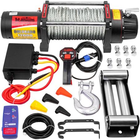 Автомобильная лебедка 12в Titanium Colorado 12000lbs / 5443кг с стальным тросом фото