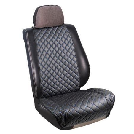 Накидка на сидіння екошкіра синя строчка перед (2шт) (22378) фото