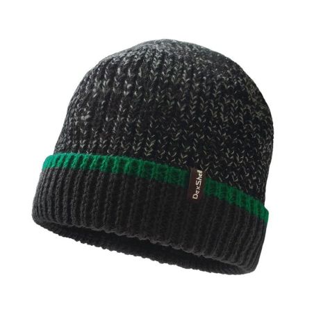 Шапка водонепроницаемая Dexshell Cuffed Beanie, р-р L/XL (58-60 см) черная с зеленой полосой фото