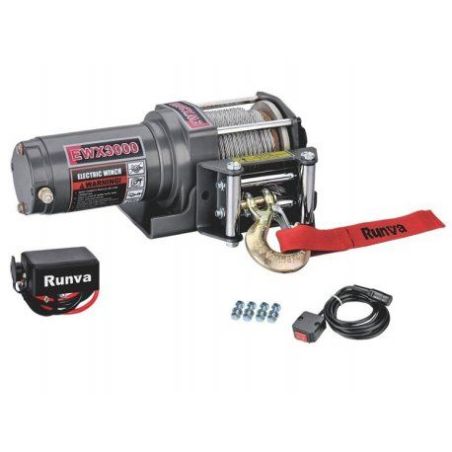 Лебідка для квадроцикла Runva EWX 3000 (Сталевий трос, пульт на кермо) фото