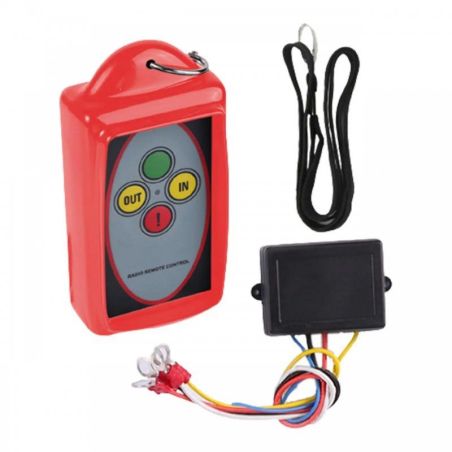 Противоударный радиопульт 12В для лебедки (Красный) фото
