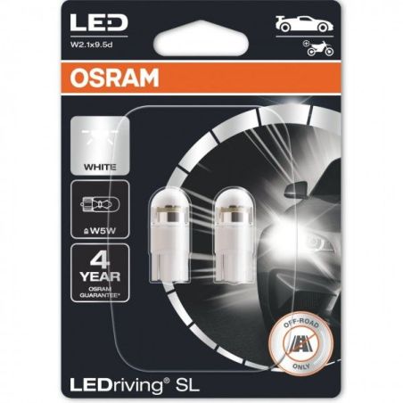 Комплект светодиодных ламп OSRAM 2825DWP-02B W5W 6000K 12V фото