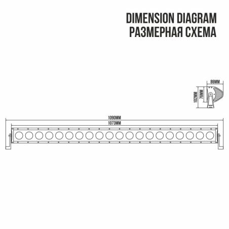 Лед балка на авто LED 20х10 Вт CREE flood 1073 мм однорядная BELAUTO OFF ROAD BOL2010F фото