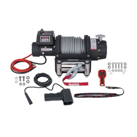Влагозащищенная лебедка 24V Runva EWB 25000lbs (Стальной трос) фото