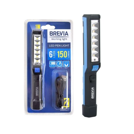 Фонарь LED инспекционный Brevia Pen Light 6SMD+1W LED 150lm 900mAh+microUSB фото