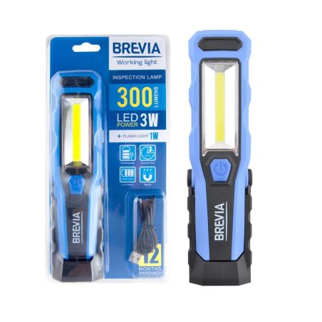 Фонарь LED инспекционный Brevia 8SMD+1W LED 300lm 2000mAh+microUSB фото