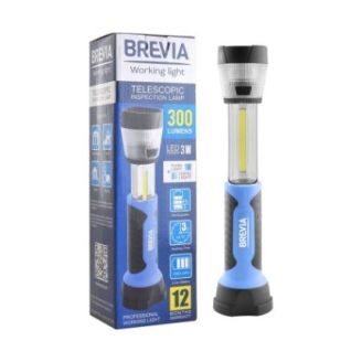 Фонарь LED инспекционный телескопический Brevia 3W COB+1W LED+8LED 300lm 2000mAh, адаптер AC 220 фото
