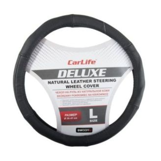 Чохол на кермо шкіряний CarLife Delux L 39-41Ø фото