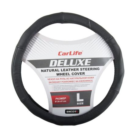 Чехол на руль кожаный CarLife Delux L 39-41Ø SW331L фото