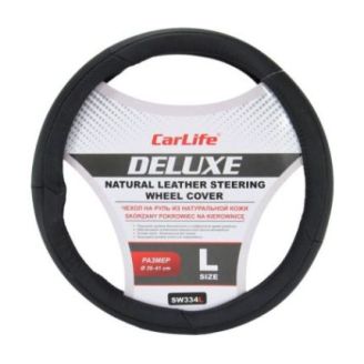 Чохол на кермо шкіряний CarLife Delux L 39-41Ø фото
