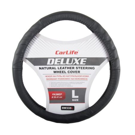 Чехол на руль кожаный CarLife Delux L 39-41Ø SW335L фото