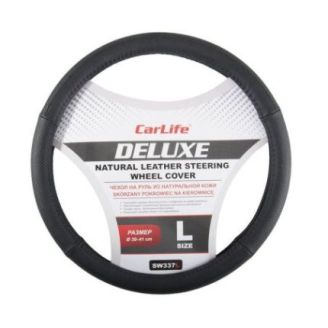 Чохол на кермо шкіряний CarLife Delux L 39-41Ø фото