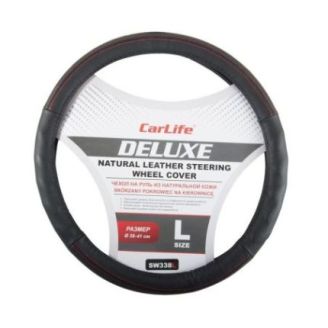 Чохол на кермо шкіряний CarLife Delux L 39-41Ø фото